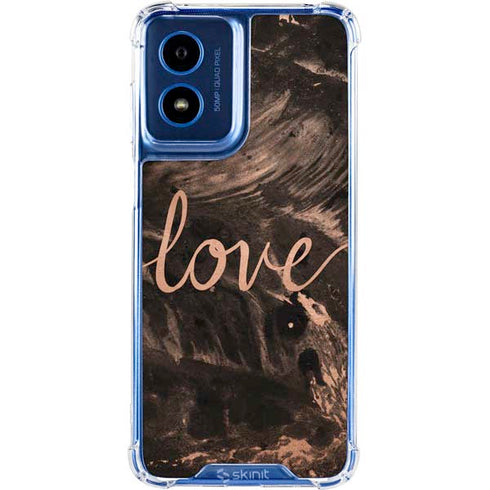 Love Rose Gold Black Moto G 5G (2024) Clear Case